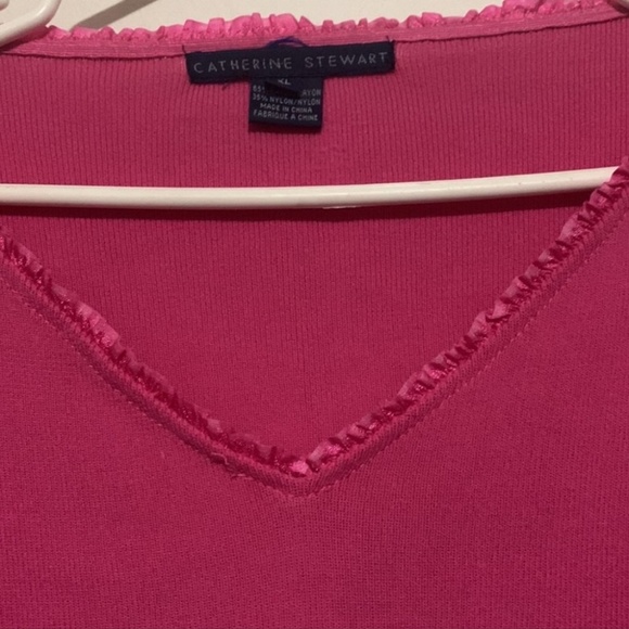 💋3/30 Saturated  Barbie pink ruffled v neck top - Picture 6 of 6